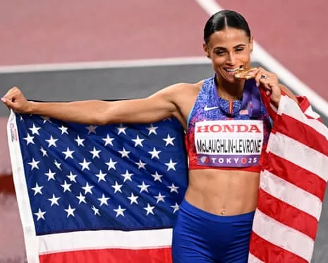 The American sprinter clocks fastest female 400m in 40 years to secure gold